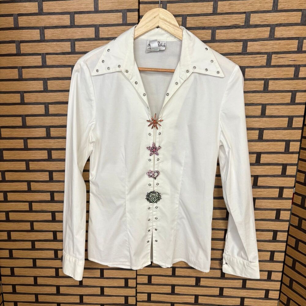 Joseph Ribkoff White‎ Brooch Top Size 6